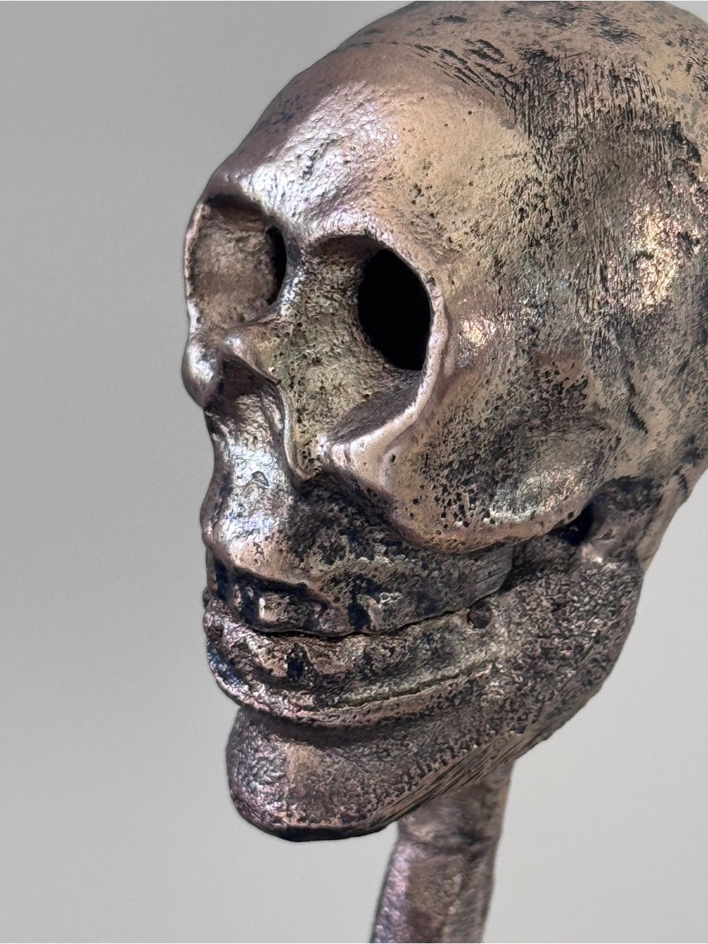 Pottery Barn Antique Silver-Tone Skull Sculpture